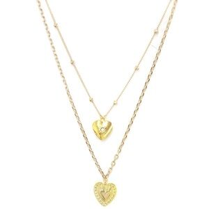 Ettika layered heart pendant necklace locket 2-in-1 gold necklace